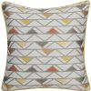 Set of Two Gray and Yellow Geometric Poly Cotton Blend Throw Pillow Cover