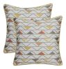 Set of Two Gray and Yellow Geometric Poly Cotton Blend Throw Pillow Cover