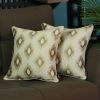 Set of Two 17" Brown And Ivory Fabric And Cotton Blend Throw Pillow Covers