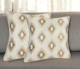 Set of Two 17" Brown And Ivory Fabric And Cotton Blend Throw Pillow Covers