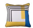 18" Yellow and White Fabrc Throw Pillow Cover