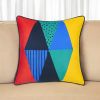 18" Blue Red And Yellow Fabric Throw Pillow Cover