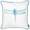 18" Blue and White Fabrc Throw Pillow Cover