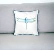 18" Blue and White Fabrc Throw Pillow Cover
