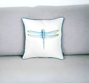 18" Blue and White Fabrc Throw Pillow Cover