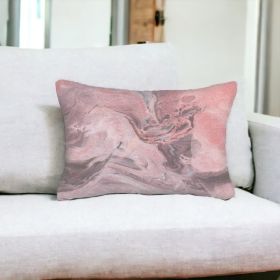 12" X 20" Pink Lumbar Throw Pillow Cover