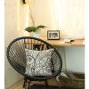 17" Blue Beige and Black Floral Throw Pillow Cover