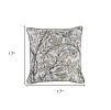17" Blue Beige and Black Floral Throw Pillow Cover