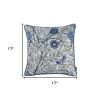 17" Beige And Blue Floral Fabric Throw Pillow Cover