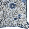 17" Beige And Blue Floral Fabric Throw Pillow Cover