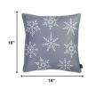 18" Silver Christmas Snowflakes Fabric Throw Pillow Cover
