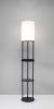 Black Wood Floor Lamp With Circular Usb Charging Station Shelf