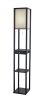 63" Solid Wood Column Floor Lamp With White Rectangular Shade