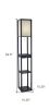63" Solid Wood Column Floor Lamp With White Rectangular Shade