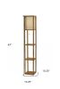 Floor Lamp With Natural Wood Finish Storage Shelves