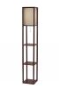 63" Brown Column Floor Lamp With Beige Square Shade