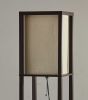63" Brown Column Floor Lamp With Beige Square Shade