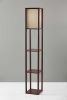 63" Brown Column Floor Lamp With Beige Square Shade