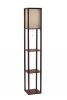 63" Brown Column Floor Lamp With Beige Square Shade