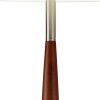 61" Brown Solid Wood Floor Lamp With White Fabric Drum Shade
