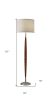 61" Brown Solid Wood Floor Lamp With White Fabric Drum Shade