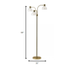 69" Gold Three Light Tree Floor Lamp With Clear Bowl Shade