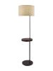 64" Black Tray Table Floor Lamp With Beige Drum Shade