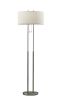 62" Brushed Task Floor Lamp With White Fabric Drum Shade