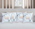 Set of Four 18" Orange and White Give Thanks Thanksgiving Fabric Throw Pillow Covers