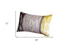 Set of Four 12" X 20" Gray Fabric Lumbar Throw Pillow Covers
