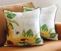 Set of Two 18" Green And White Fabric Throw Pillow Covers