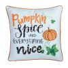 Set of Four 18" Black Orange And White Halloween Pumpkin Text Fabric Throw Pillow Covers
