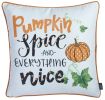 Set of Four 18" Black Orange And White Halloween Pumpkin Text Fabric Throw Pillow Covers