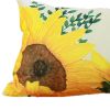 Set of Two 12" X 20" White And Yellow Bee Sunflowers Fabric Lumbar Throw Pillow Covers