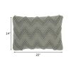 14" X 20" Light Gray Chevron Cotton Blend Lumbar Throw Pillow With Texture
