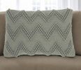 14" X 20" Light Gray Chevron Cotton Blend Lumbar Throw Pillow With Texture