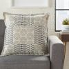 20" Indigo And Ivory Geometric Cotton Throw Pillow