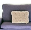 14" X 20" Beige Fabric Lumbar Throw Pillow