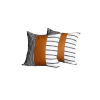 Set of Two 22" Brown And White Faux Leather Throw Pillow Covers