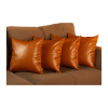 Set of Four 20" Brown Faux Leather Throw Pillow Covers