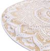 32" X 32" Gold And White Round Geometric Cotton Floor Throw Pillow Cover