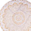 32" X 32" Gold And White Round Geometric Cotton Floor Throw Pillow Cover