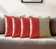 Set of Four 18" Red Faux Leather Throw Pillow Covers