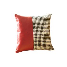 Set of Four 18" Red Faux Leather Throw Pillow Covers