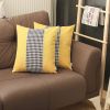 Set of Two 18" Yellow Black and White Houndstooth Fabric Throw Pillow Covers