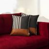 Set Of Two 18 X 18 Black And Tan Polyester Throw Pillow Cover
