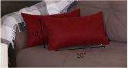 Set of 2 Maroon Red Modern Lumbar Throw Pillows