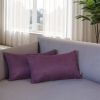 Set of Two 12" X 20" Purple Fabric Lumbar Throw Pillows