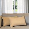 Set of Two 12" X 20" Tan Fabric Lumbar Throw Pillows