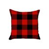 Set of Four Red Black and White Farm Fresh Christmas Tree Holiday Red Truck Plaid Fabric Throw Pillows